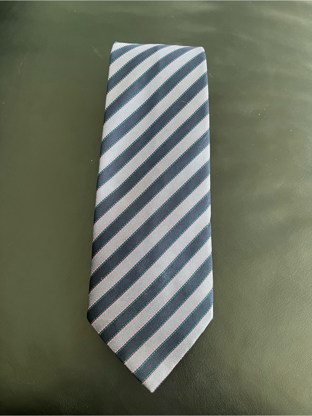 Hermes TV Diagonal Stripe Men's Tie in Gray and Navy